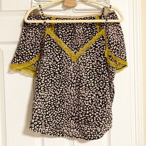 Victoria's Secret Metallic Leopard Lace Edged Cami PJ Set Size L